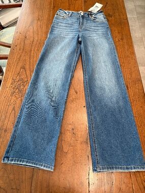 Urban Planet Blue High Rise Baggy Wide Leg Denim Jeans Size 3 (26) NWT